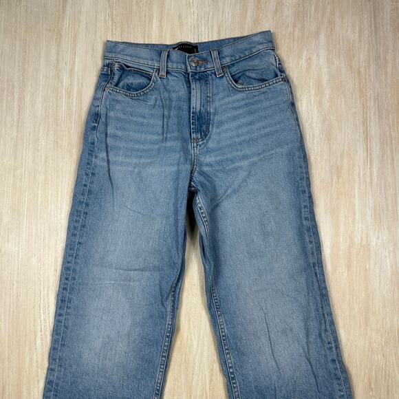 ASOS Design High Rise Straight Leg Light Wash Raw Hem 90s Vintage Jeans 26X32 - Picture 2 of 13